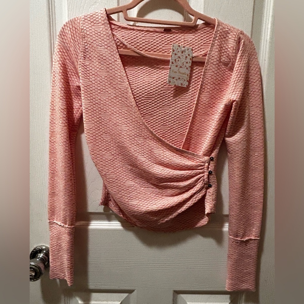 NWT Free People Penny Wrap Top Pink Combo Size XS
